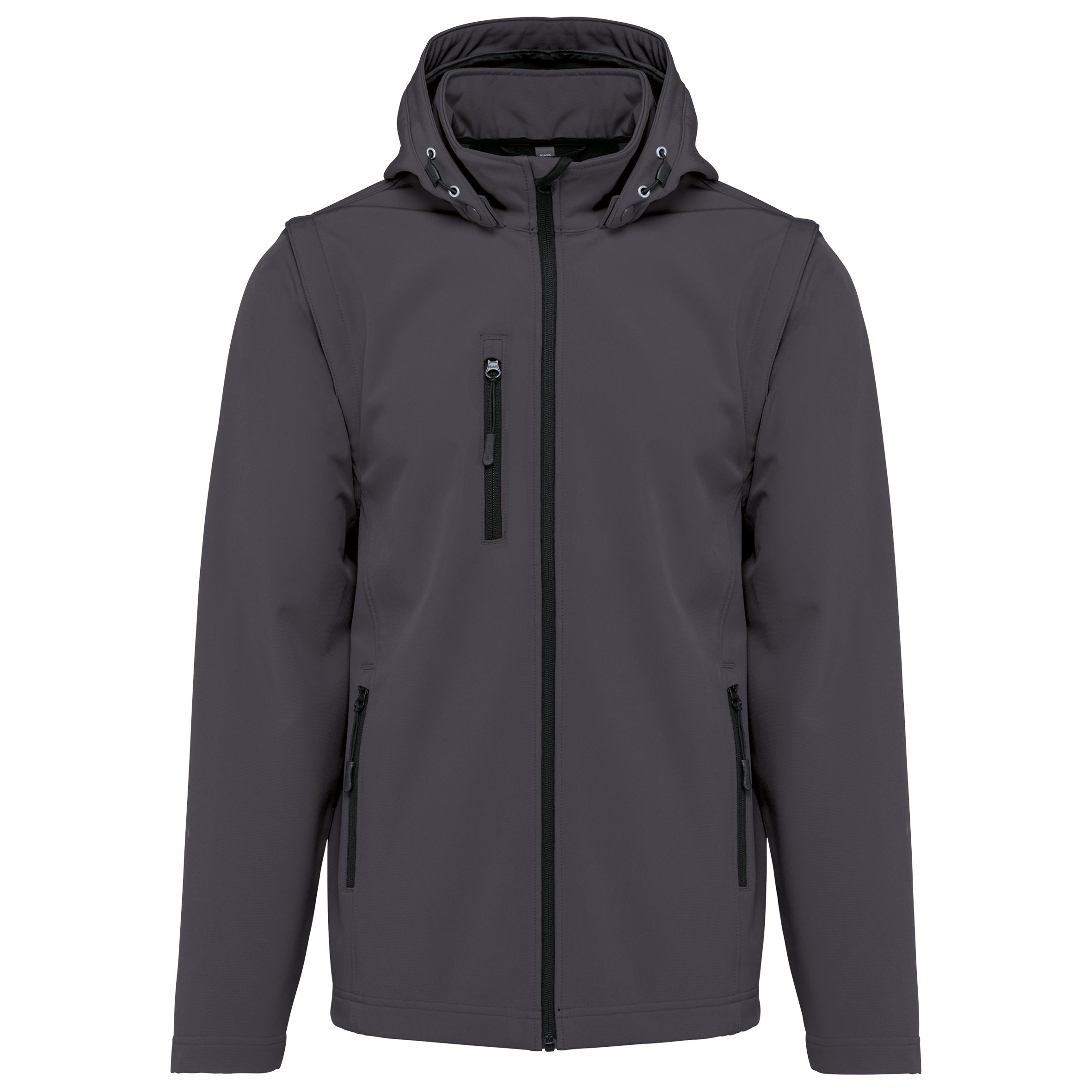 3-lagige Unisex-Softshell-Jacke mit Kapuze und abnehmbaren Ärmeln
