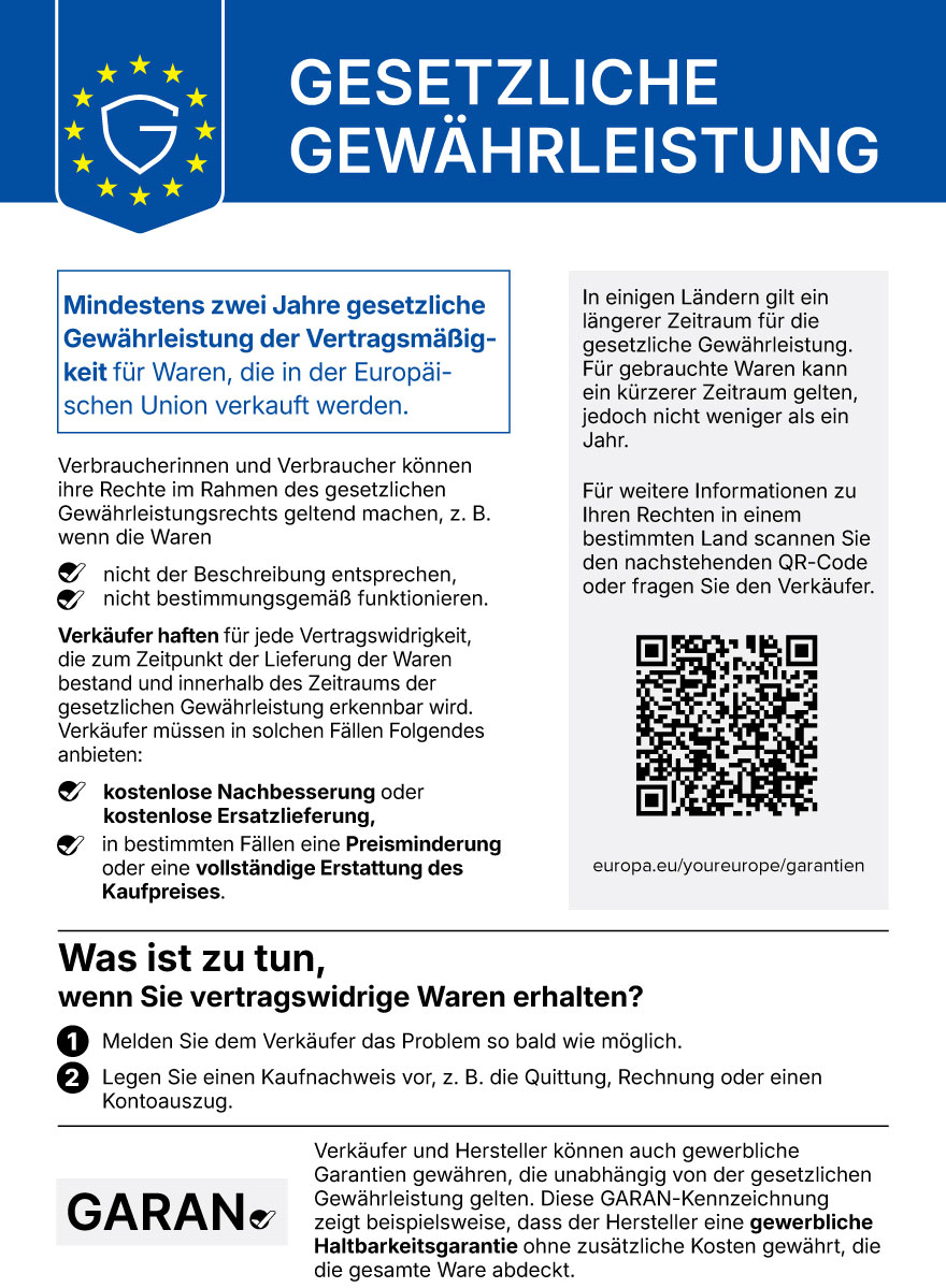 Ihre gesetzlichen Gewährleistungsrechte